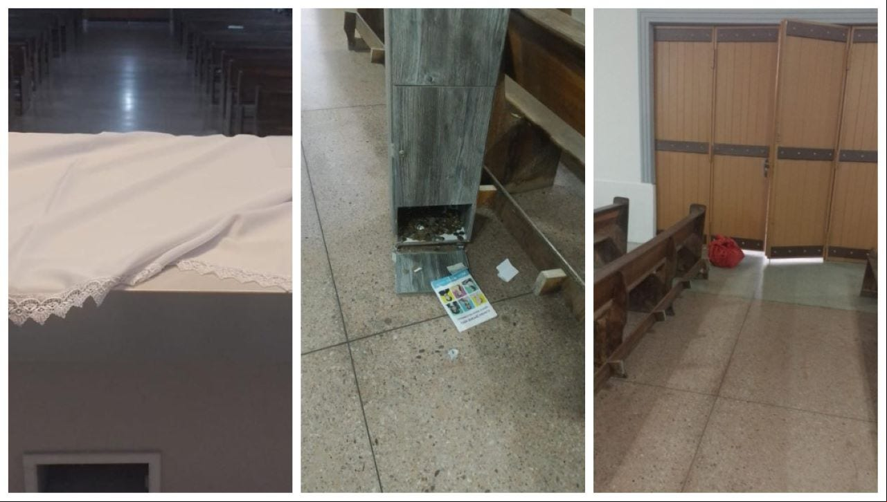 Suspeitos invadiram a Paróquia São Norberto e Santa Edwiges e furtaram relíquias que estavam sobre o altar
